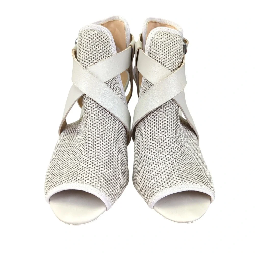 Joe's Jeans Women's Mesh Peep Toe Cross Strap Buckle Heel Sandal Size‎ 9M
